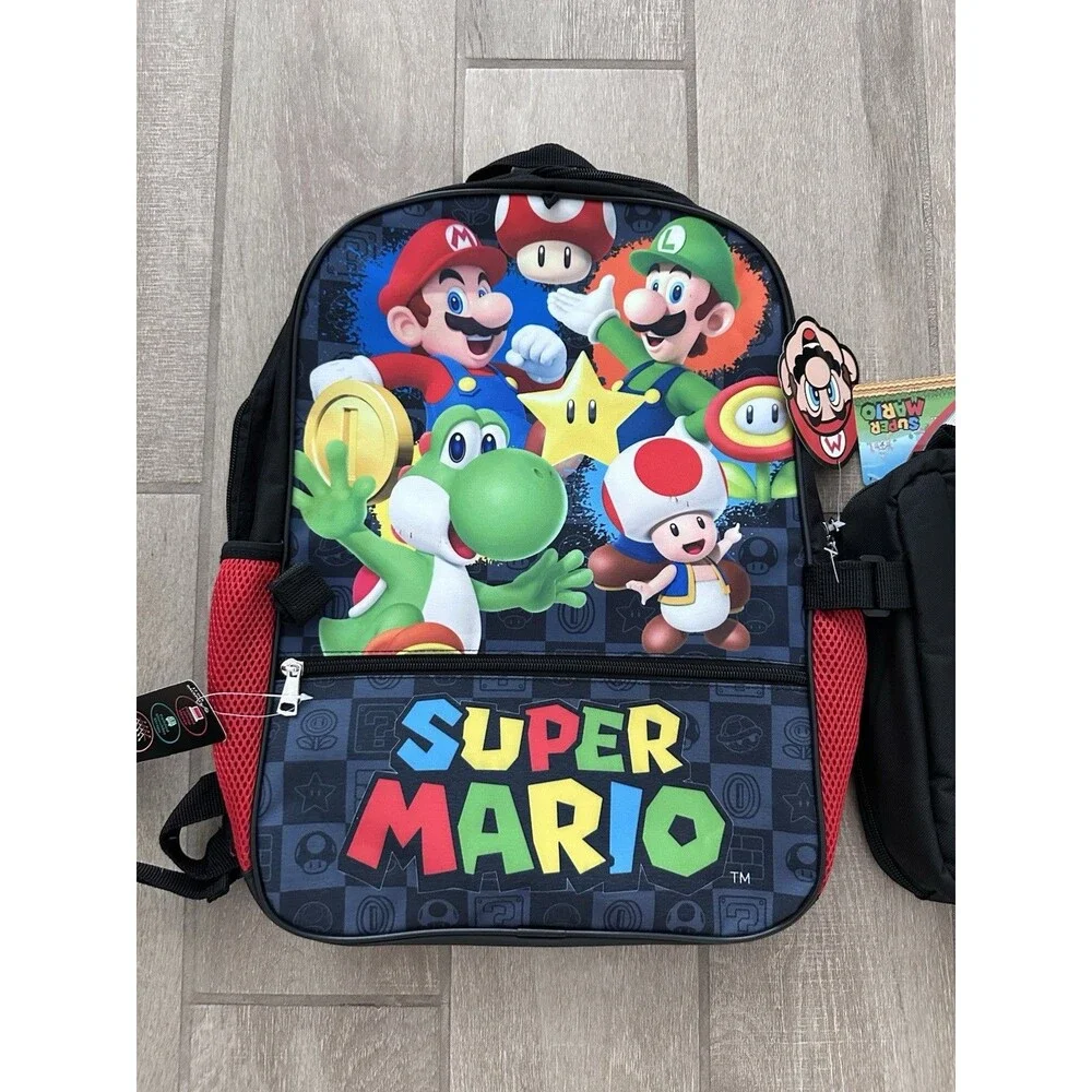 NEW 17” Super Mario Backpack and Lunch Box Kids Movie Retired Bag School